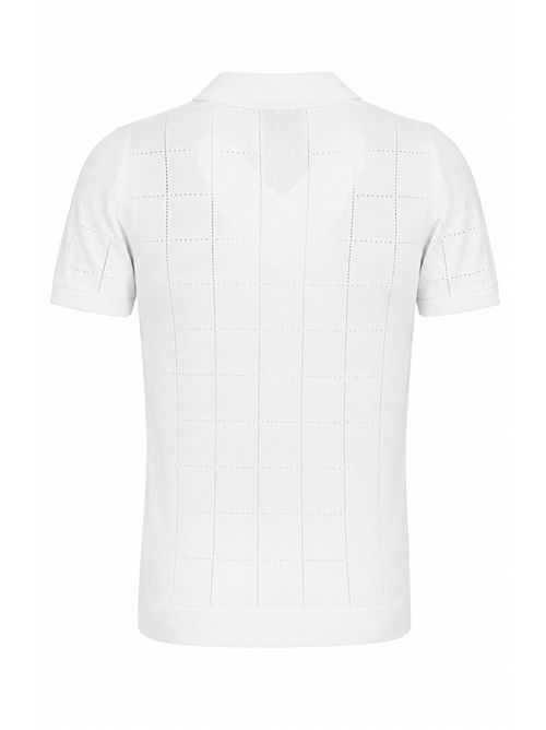 Polo traforata in cotone Latte Alpha Studio | AU-5141B1003